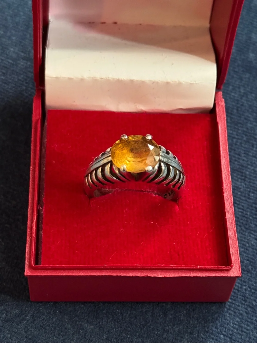 Vintage Kabana 925 sterling silver faceted oval citrine Ring Size 9